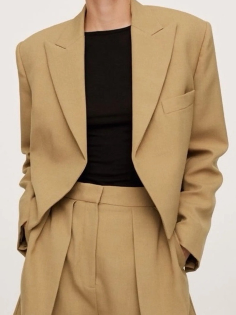 Mango trim crop blazer